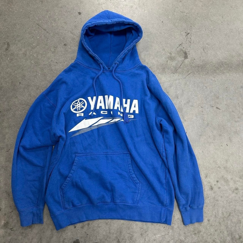 *SOLD* Yamaha Racing Blue Pullover Drawstring Graphic Hoodie Size XL